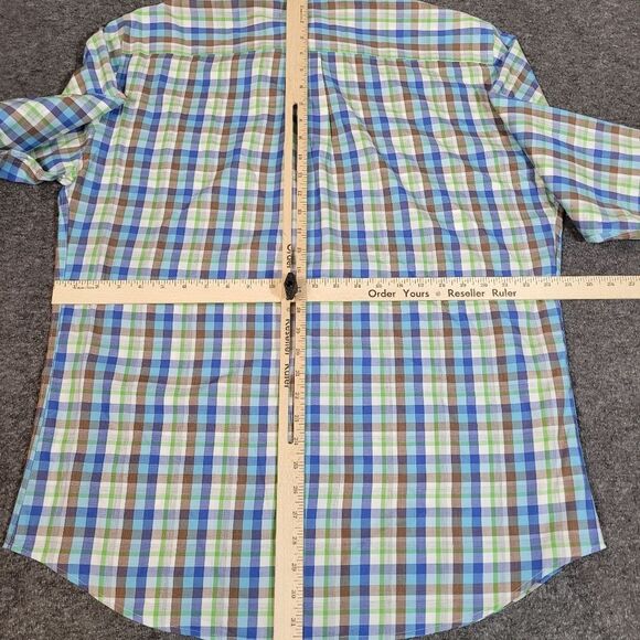 Peter Millar Mens Button Down Dress Shirt Size L Long Sleeve Multicolor Plaid - Picture 7 of 11